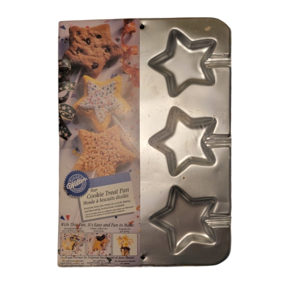 Wilton Star Cookie‎ Treat Pan Baking Mold 1995 3 Cavity Star Shaped Treats